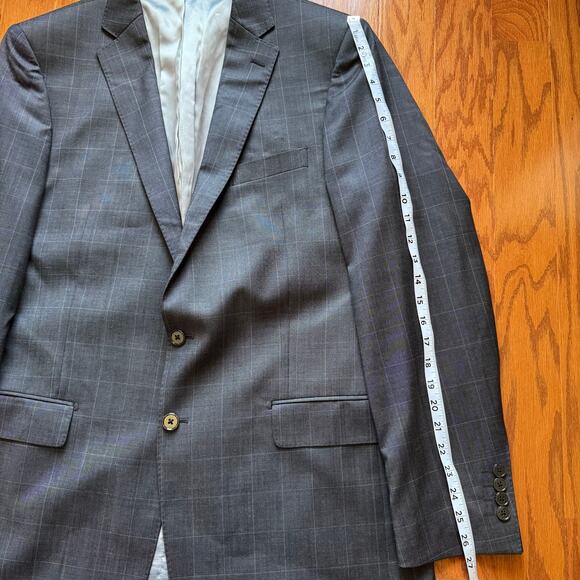 Steven Land Stanly Blazer Men’s 44L Charcoal Gray Super 150s Wool‎ Suit Jacket - Picture 13 of 15